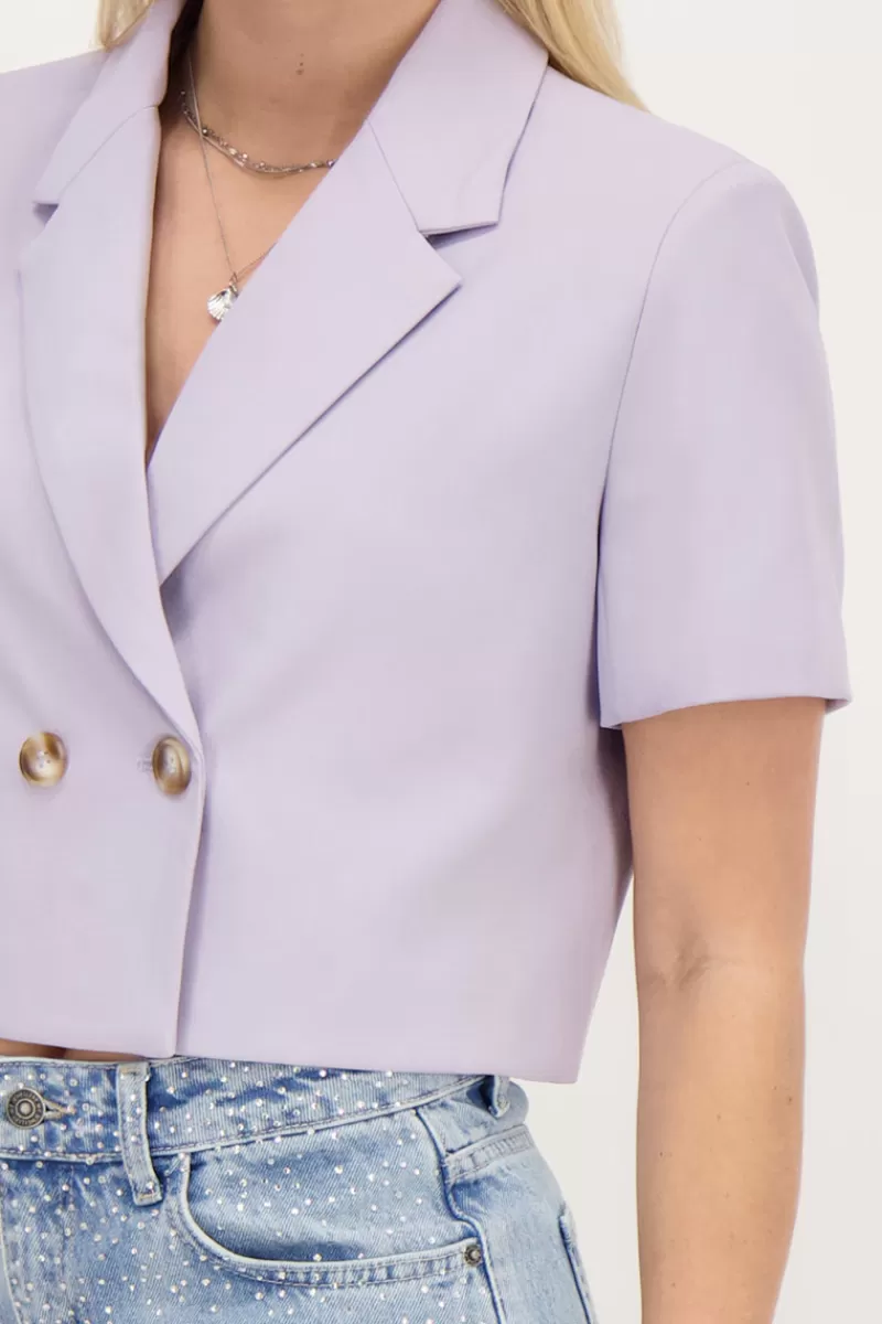 My Jewellery Blazer Court Lilas à Manches Courtes