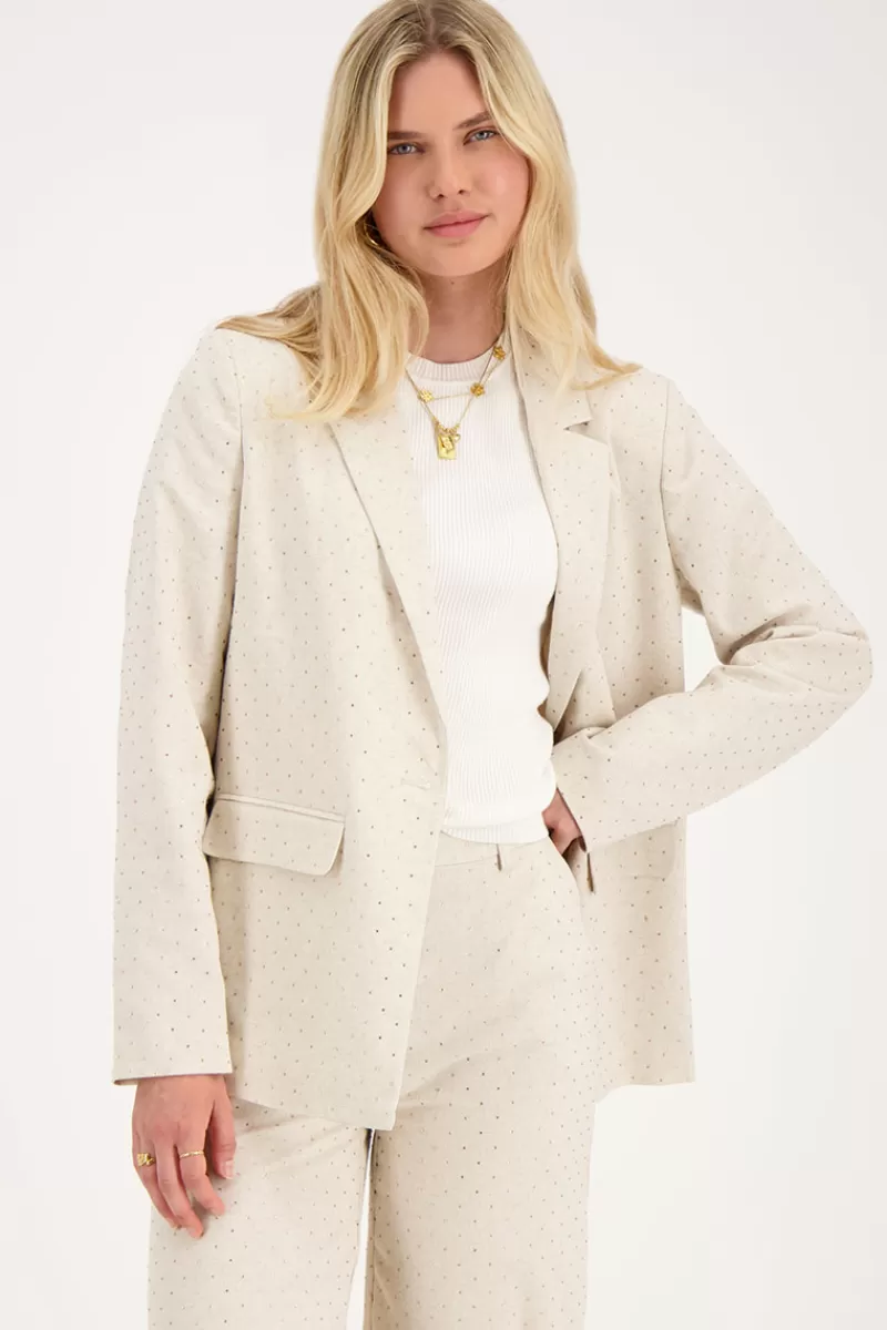 My Jewellery Blazer En Lin Beige Avec Clous