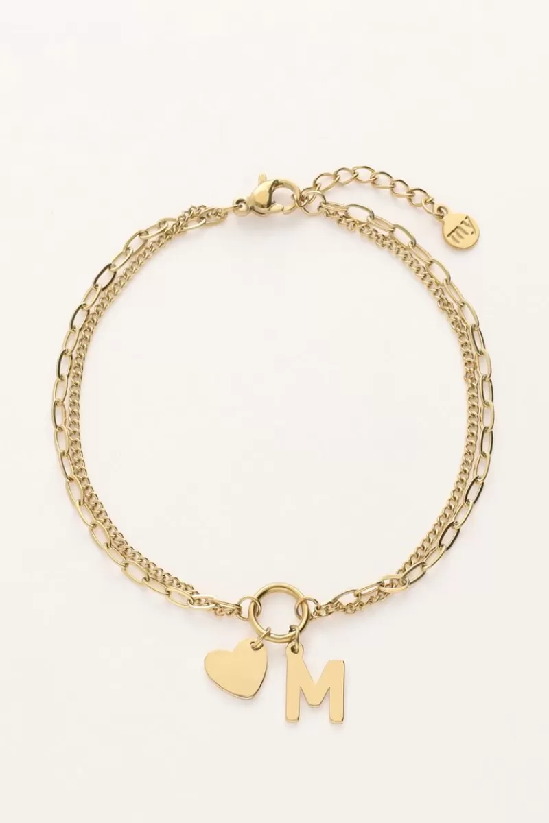 My Jewellery Bracelet Double Initial Avec Cœur