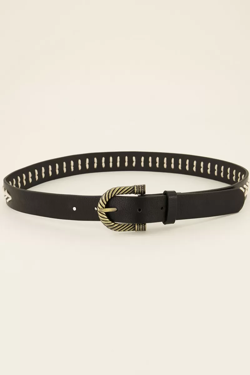 My Jewellery Ceinture En Simili Cuir Avec Boucle Et Détails Dorés