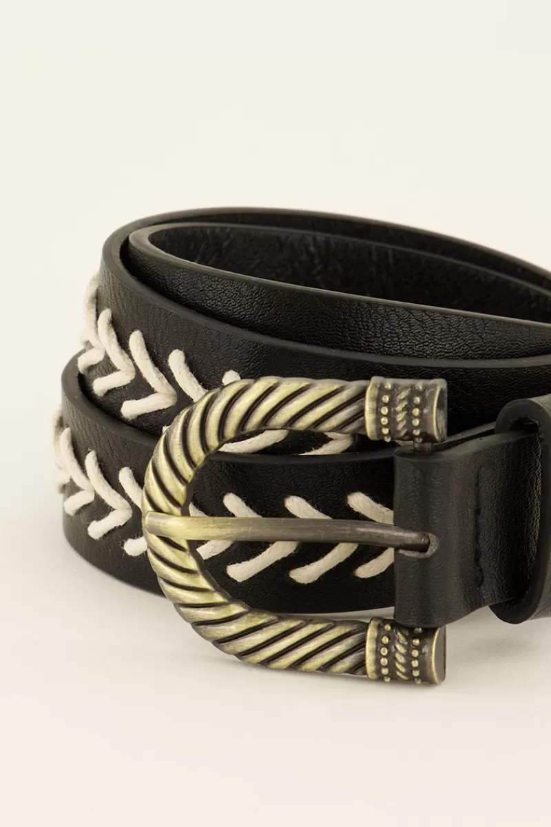 My Jewellery Ceinture En Simili Cuir Avec Boucle Et Détails Dorés