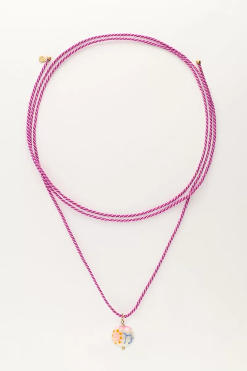 My Jewellery Collier En Corde Violette Avec Perle Signe Du Zodiaque
