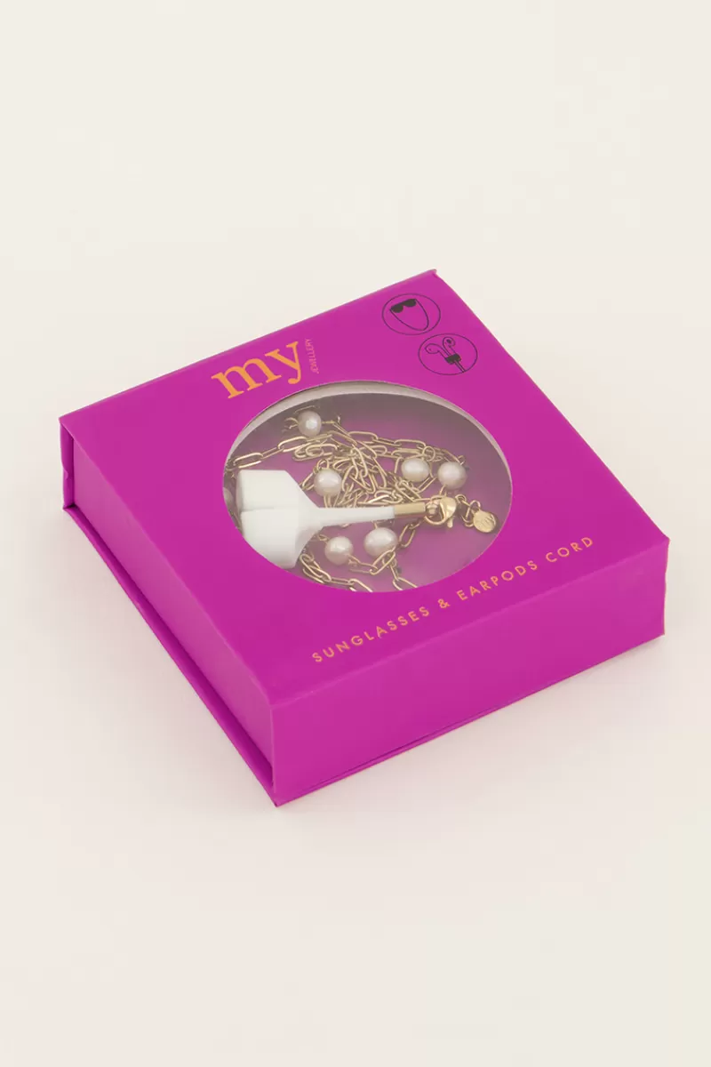 My Jewellery Cordon Chaîne Dorée Et Perles Pour Lunettes Ou écouteurs Sans Fils