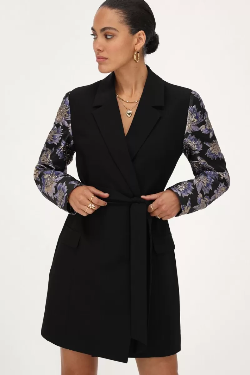 My Jewellery Robe Blazer Noire Avec Manches En Jacquard