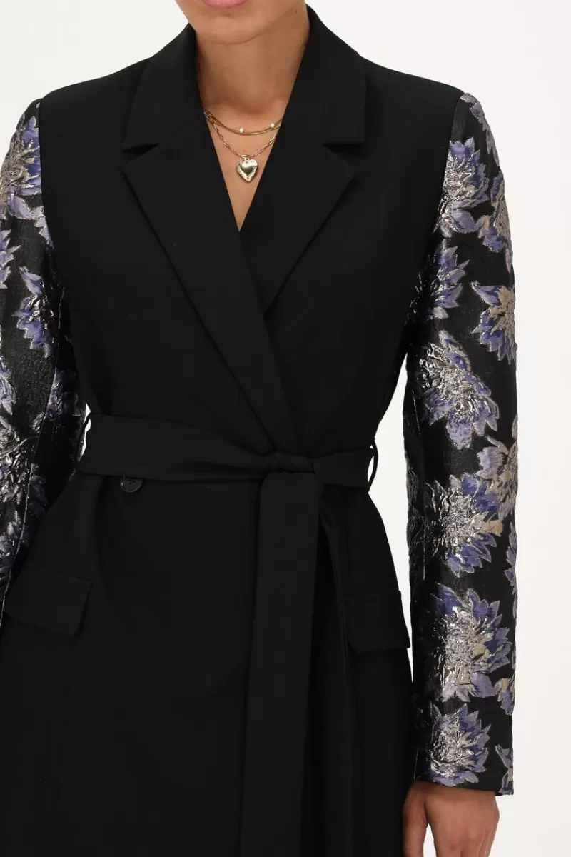 My Jewellery Robe Blazer Noire Avec Manches En Jacquard